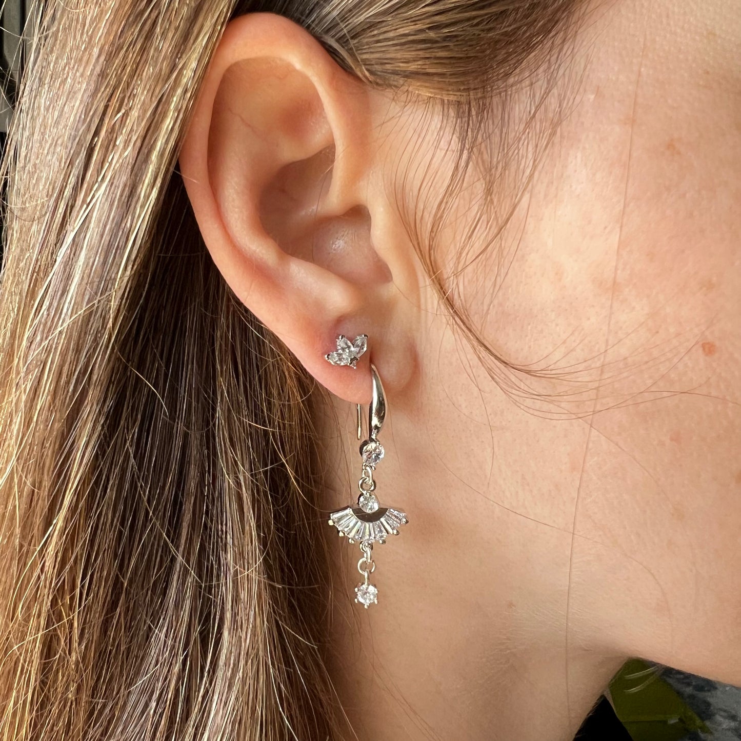 עגיל מניפה כוכב כסף