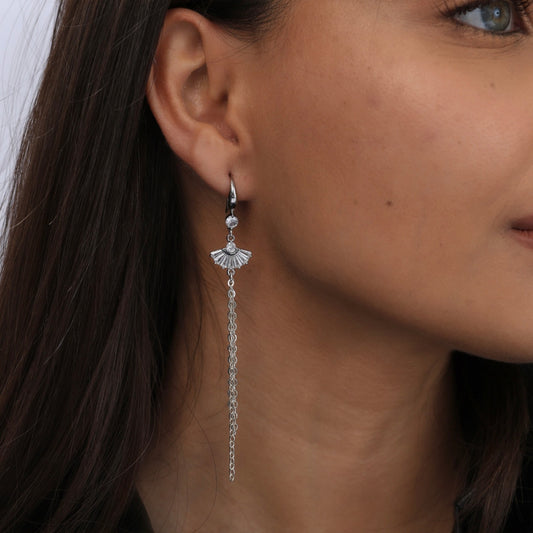 עגיל מניפה ארוך -כסף