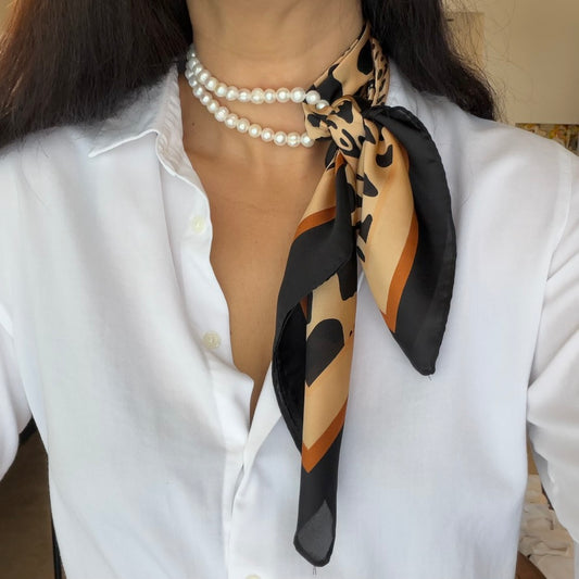 שרשרת צעיף מנומר עם גימור שחור