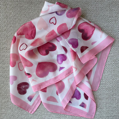 שרשרת צעיף לבבות ורוד